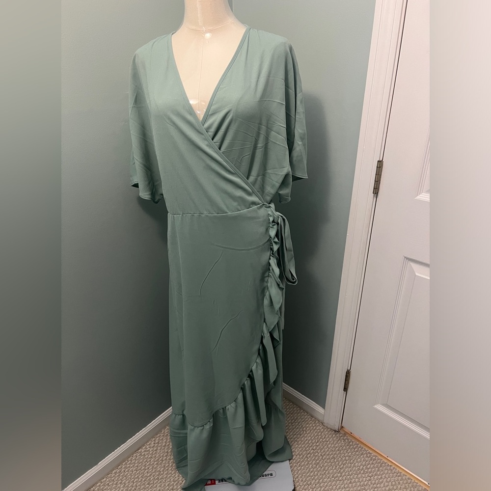 Pale sage green wrap dress